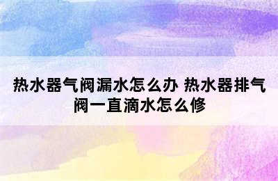 热水器气阀漏水怎么办 热水器排气阀一直滴水怎么修